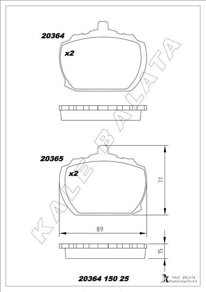 KALE 20364 150 25 ANS KD13 ÖN BALATA TRANSIT 2.0 2.5D P100 65-92