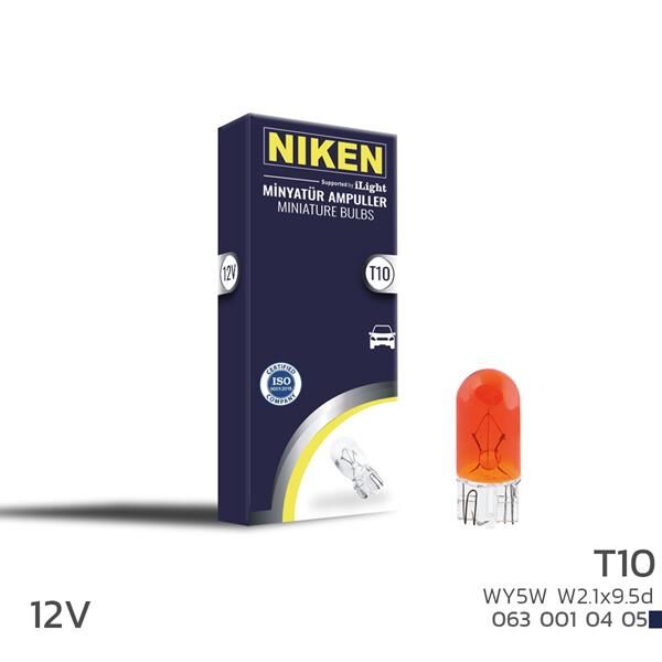NIKEN 0630010405 NIKEN T10 PARK AMPULU WY5W W2.1x9.5d AMB 12V 10LU