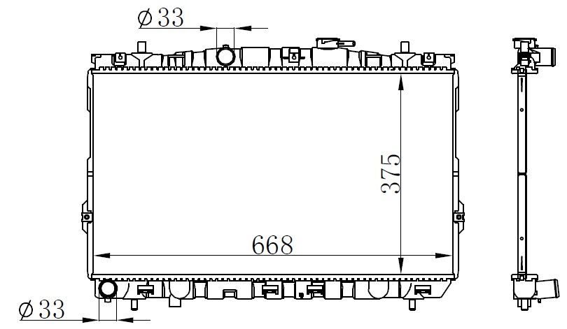 ORIS BHY007016 RADYATÖR BRAZİNG ELANTRA 00> AC KLİMASIZ MEK 380x658x16