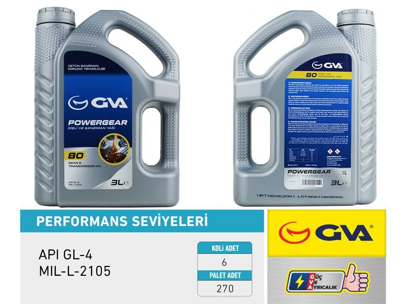 GVA 9920810 ŞANZIMAN YAĞI 80W API GL-4 3 LT