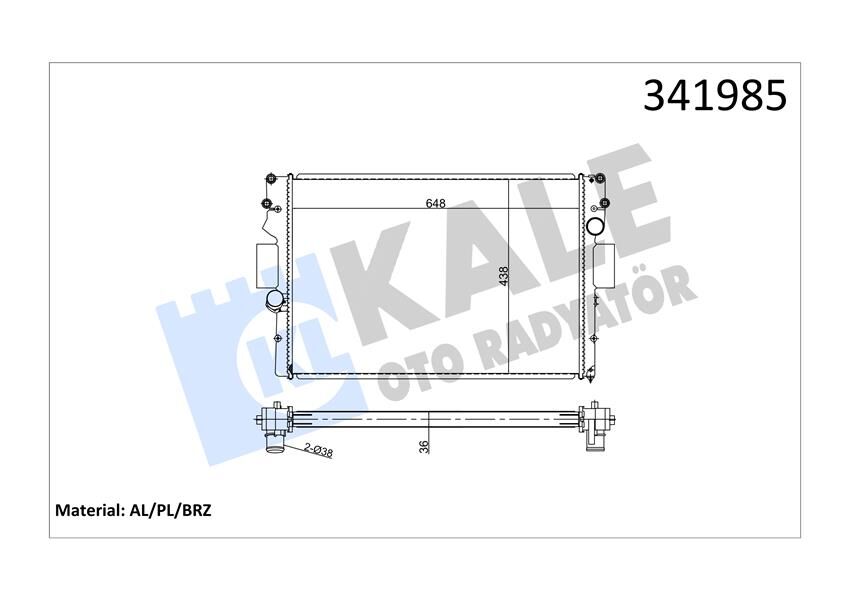 KALE 341985 SU RADYATÖRÜ IVECO DAILY III-IV 06-11 MT BRAZING 648x438x36 500039637