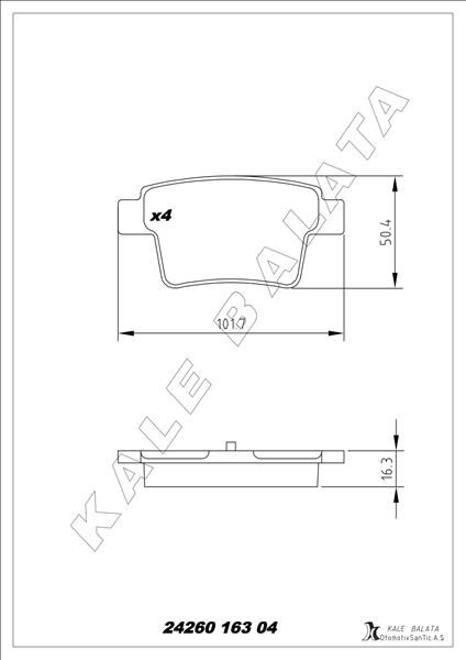 KALE 24260 163 04 ANS KD13 ARKA FREN BALATASI MONDEO III 04>07 JAGUAR X TYPE ESTATE 05>09