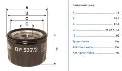 FILTRON FILT OP 537/2 ALFA ROMEO : 147 156 /BRAVO II / DOBLO YAG FILTRESI