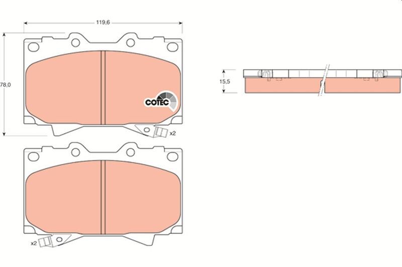 TRW GDB3197 ÖN BALATA LAND CRUISER 100 4.7 V8 98-02 > 4.2 TD 90-98 >
