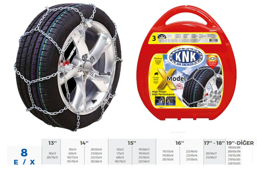 PATİNAJ ZİNCİRİ TAKMATİK ÇAPRAZ 14-15-16-17 JANT ZİNCİR EBATLARI İÇİN RESİME BAKINIZ