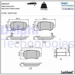 DELPHI LP1717 ARKA BALATA ASTRA G 98 >ASTRA H 03.05 > -MERIVA 05.03 > ZAFIRA 00 > COMBO 09.02 >