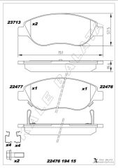 KALE 22476 194 15 ANS KD13 ON BALATA FIAT EGEA 15> 1.4 1.5 T4 HIBRIT 1.6 D K:19 MM G:151.1 MM BÜYÜK TİP 8 ADET KLİPS
