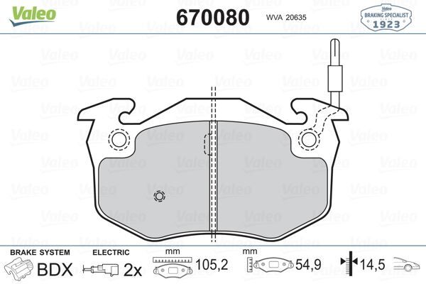 VALEO 9001223 ÖN BALATA RENAULT R5 72>85 CLIO I 91>98 EXPRESS 85>92 TWINGO I 93>07 FİŞLİ FTE