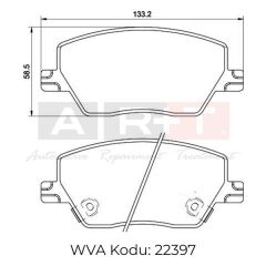 ART A01.3289 ON BALATA FIAT EGEA 16> 1.0 1.3 MTJ 1.4 1.6 1.6D K:19 mm G:133 mm Y:58.5 mm KÜÇÜK TİP