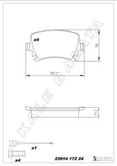 KALE 23914 172 24 ANS KD13 ARKA BALATA PASSAT-CC-CADDY-GOLF5-GOLF6-JETTA-A3-A6-LEON-OCTAVIA-SUPERB 04 >