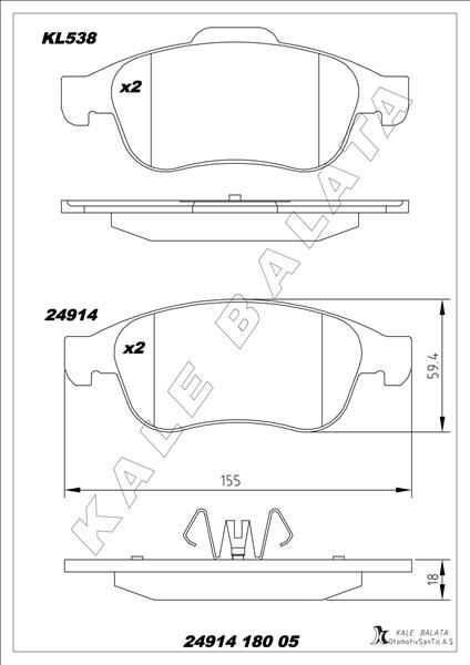 KALE 24914 180 05 ANS KD13 ÖN FREN BALATASI MEGANE III 09> SCENIC III 09>FLUENCE 10>DUSTER 10> LODGY 12> CAPTUR I 13>1.5 DCI 1.6 16V