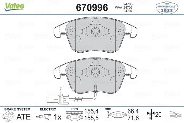 VALEO 670996 ÖN BALATA AUDI A4 - A5 09 > GDB1814