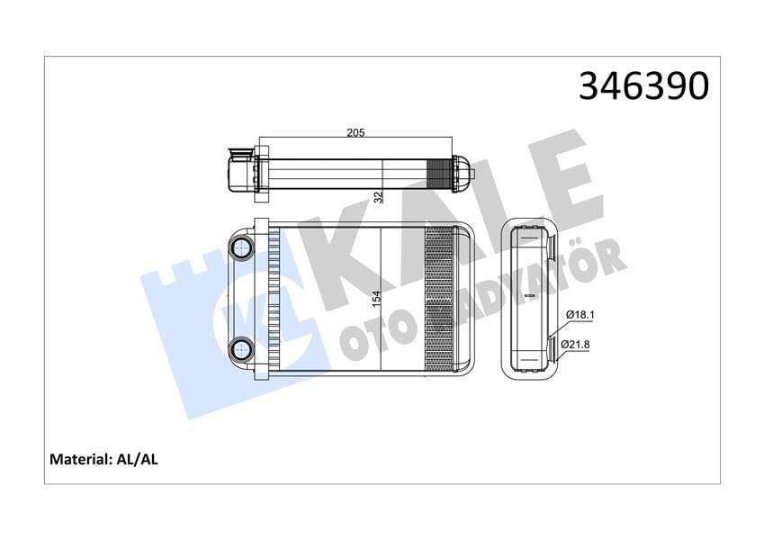 KALE 346390 KALORİFER RADYATÖRÜ OPEL ASTRA J ASTRA J GTC 10> ASTRA K-ZAFIRA TOURER C 15>