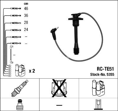 NGK 5355 BUJİ KABLOSU TOYOTA COROLLA 1.3L 4E-FE EE111 99-00 RC-TE51