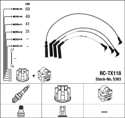 NGK 5383 BUJİ KABLOSU TOYOTA COROLLA 1.3L 2E EE90 EE100 88-98 RC-TX118