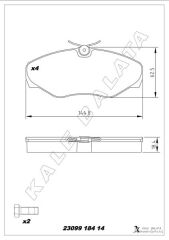 KALE 23099 184 14 ANS KD20 ÖN BALATA RENAULT TRAFIC II 01> OPEL VİVARO 01>