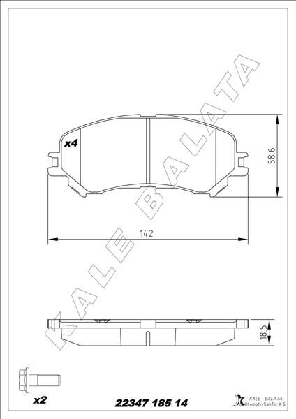 KALE 22347 185 14 ANS KD13 ÖN FREN BALATASI RENAULT MEGANE IV 15> SCENIC IV 16> TALISMAN 15> ESPACE V 15> 1.2TCe 1.3TCe 1.5dCi 1.6dCi