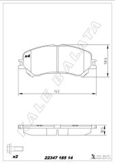 KALE 22347 185 14 ANS KD13 ÖN FREN BALATASI RENAULT MEGANE IV 15> SCENIC IV 16> TALISMAN 15> ESPACE V 15> 1.2TCe 1.3TCe 1.5dCi 1.6dCi