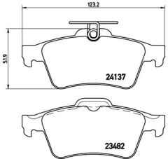 BREMBO P59042 ARKA BALATA FOCUS II CMAX 03> CONNECT 02> LAGUNA III 07> OPEL VECTRA C 02> SIGNUM 03> CITROEN C5 08> PEUGEOT P508 10>18