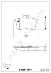 KALE 24922 162 04 ANS KD13 ARKA FREN BALATASI PEUGEOT P3008 09>16 P5008 09>17 P508 10>18 P308 GTI-RZC 10>14 CITROEN C4 09>16 DS4-DS5 11>15