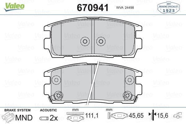 VALEO 670941 ARKA BALATA ANTARA 2.4-3.2 V6-2.0 CDTI 5.06 >10 > CAPTİVA 2.0D 2.2D 2.4 3.0 3.2 06.06 >11 >