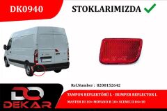 DEKAR DK0940 ARKA TAMPON REFLEKTÖRÜ SOL MASTER III 10> MOVANO B 10> SCENIC II 04>10