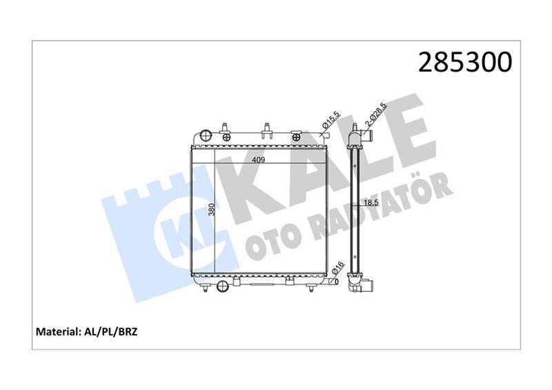 KALE 2067011AB RADYATÖR BRAZİNG C3 04/02>207 02/06>1007 04/05> KLİMASIZ MEK 380x409x26