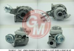 GUA 40627 TURBO ŞARJ FIAT DOBLO LİNEA GRANDE PUNTO EVO 1.3 MJT OPEL CORSA EURO 4 85HP 90 HP