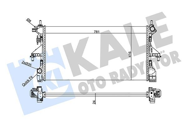 KALE 356960 SU RADYATÖRÜ PEUGEOT BOxER-CITROEN JUMPER 2.2 3.0HDI 06 >FIAT DUCATO 2.3D MTJ 11 > MT MEKANİK 781x416x24 1616950280-1382424080-1617023380-1618094280