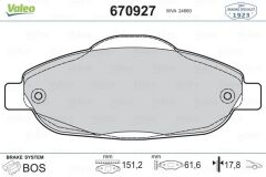 VALEO 670927 ÖN BALATA P308 1.4 1.6 HDİ 2.0 HDİ 07> P308 SW 07> P308 CC 1.6 HDİ 09> P3008 13> 1.6 HDI-VTI
