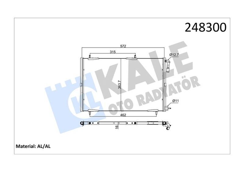 KALE 200ABC030 KLİMA RADYATÖRÜ KONDENSER PEUGEOT P206 98>09 1.1-1.4-1.6-2.0-1.4HDI-1.6HDI AL/BRZ