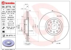 BREMBO 09977210 FREN DİSKİ ÖN VW PASSAT-GOLF5-GOLF6-GOLF7-CADDY-A3-LEON-FORD CONNECT 23> ÇAP: 312mm. KALINLIK: 25mm Delik: 5