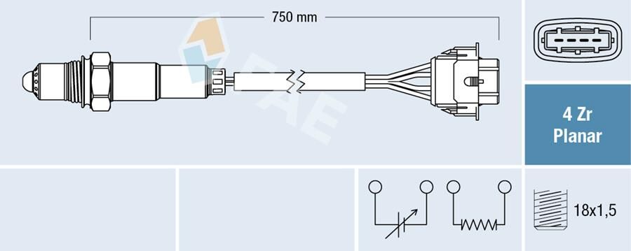 FAE 77308 OKSİJEN SENSÖRÜ AGILA A 00>07 1.2 Z12XE OMEGA B 00>03 2.6-3.2 V6 Y26SE-Y32SE