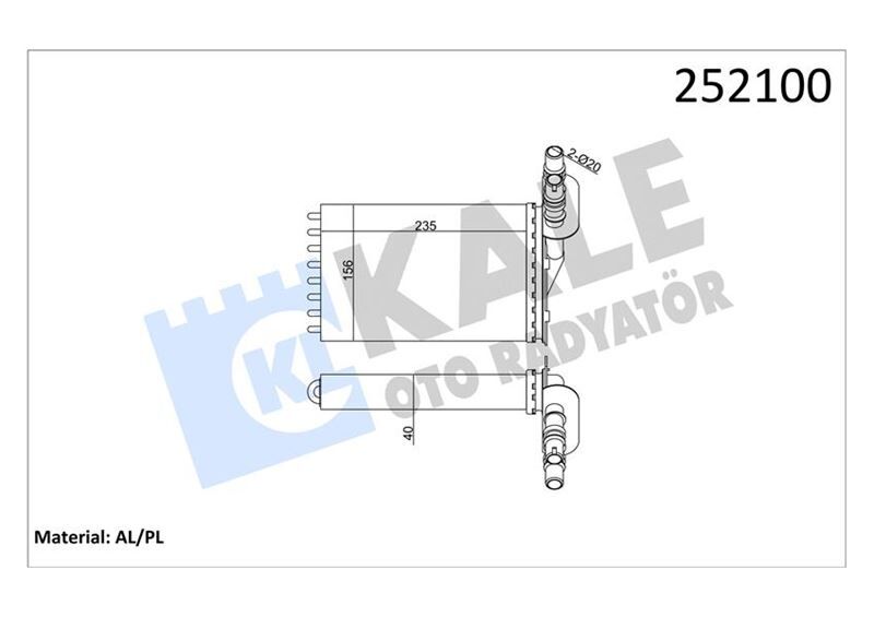 KALE 0585862AL KALORİFER RADYATÖRÜ 2 SIRA AL PL CLIO II-KANGOO 98->