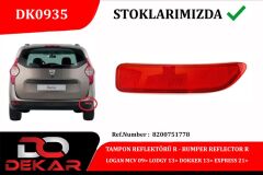 DEKAR DK0935 ARKA TAMPON REFLEKTORU SAG LOGAN MCV 09> LODGY 13> DOKKER 13> EXPRESS 21>