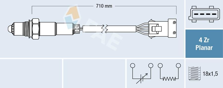 FAE 77413 OKSİJEN SENSÖRÜ ARKA VOLVO C70 98-05 C70 COUPE 97-02 S70 97-00 97-02 XC70 2.4T 97-02