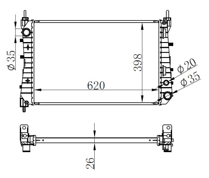 GVA 3129002 RADYATÖR BRAZİNG LINEA 1.3 JTD AC KLİMASIZ MEK 621x395x26