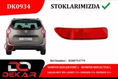 DEKAR DK0934 ARKA TAMPON REFLEKTORU SOL LOGAN MCV 09> LODGY 13> DOKKER 13> EXPRESS 21>