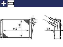 MAHLE AH73000S KALORİFER RADYATÖRÜ CLIO II 00>SYMBOL II 08> 234x158x42