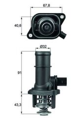 MAHLE TI16.105 TERMOSTAT 105C KOMPLE / MÜŞÜRLÜ BORA-GOLF4-POLO-A3-CORDOBA-IBIZA III-OCTAVIA 1.6