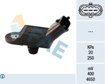 FAE 15019 MAP SENSÖRÜ FIAT DOBLO 05> 500 07> PUNTO 09> BRAVO II 07>14 BRAVA 00> ALFA ROMEO GIULIETTA 10> MITO 09> 147 01> 156 01> LANCIA YPSILON 03>11 DELTA III 07>14 1.3JTD 1.4 TB 1.9JTD