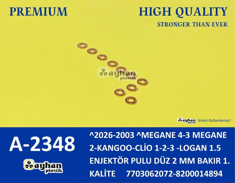 AYHAN A2348 ENJEKTÖR PULU RONDELA K9K LGN I-II-KNG II-MGN-CLIO II-TWNG II-MASTER III-KOLEOS-ESPACE