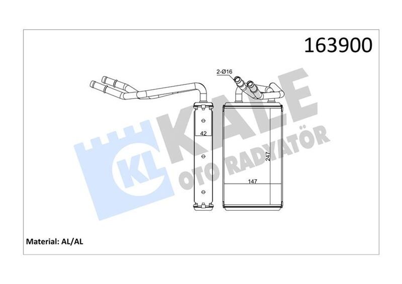 KALE 0288922AB KALORİFER RADYATÖRÜ FORD TRANSİT 01> AC KLİMALI