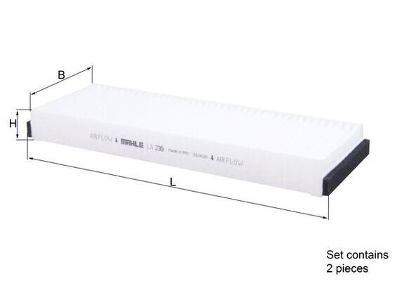 MAHLE LA239.S POLEN FİLTRESİ AUDI A6 2.0-2.4-2.8-3.0-3.2 04-11 2 Lİ SET