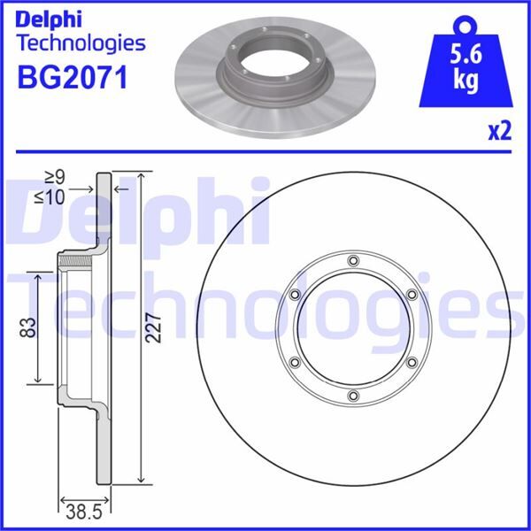 DELPHI BG2071 ÖN FREN AYNASI R12 -TOROS R5 75/85 228x10x6DL