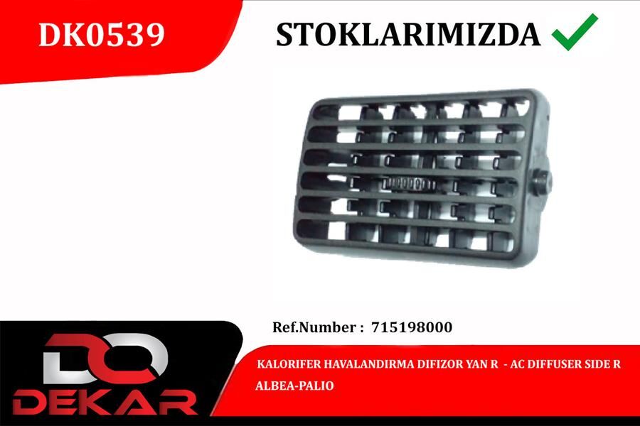 DEKAR DK0539 KALORIFER HAVALANDIRMA DIFIZOR YAN R ALBEA-PALIO