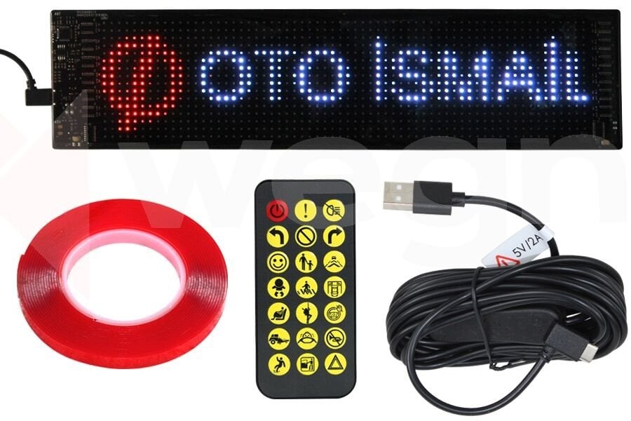 WEGNA AC01-026 ARAÇ İÇİ ARABA IŞIĞI LED EKRAN 16x64 9.2x37.4cm