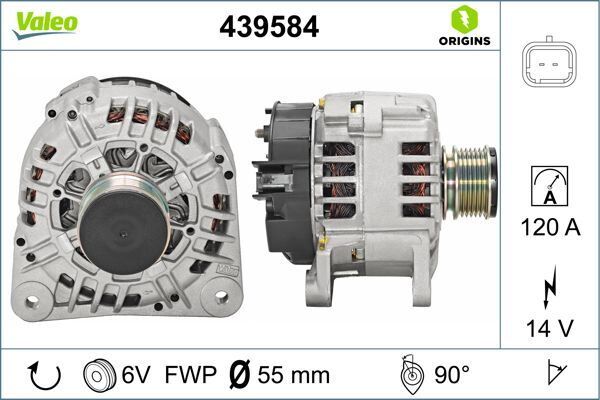 VALEO 439584 ALTERNATÖR 14V 125A RENAULT CLIO II 01>06 KANGOO 01>06 CLIO SYMBOL 01>09 SYMBOL II 08> DUSTER 10> LOGAN 06> SANDERO 08> 1.5dCi