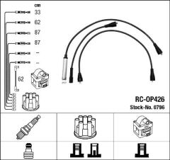 NGK 0796 BUJİ BOBİN KABLOSU TAKIMI SET OPEL VECTRA A-ASCONA C-KADETT E 1.8-2.0 8V SV-NE