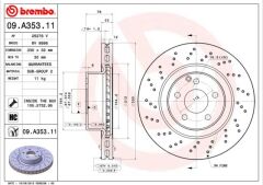 BREMBO 09A35311 FREN DISKI ON MERCEDES S-CLASS W220 98>05
